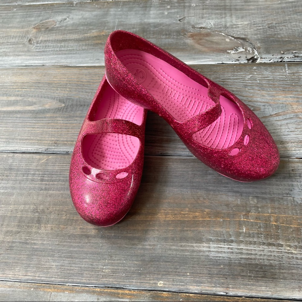 CROCS Pink Glitter Mary Jane Shoes Size 13